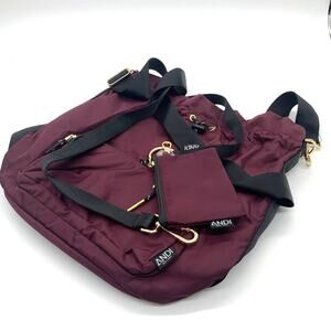 ANDI Bucket Crossbody Bag + Mini Wallet with Key Leash Burgundy/Malbec Color